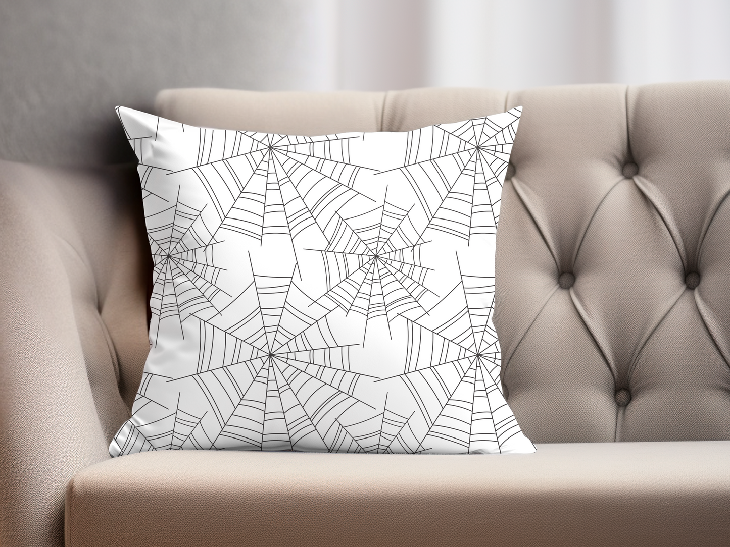 Spiderwebs On White Pillow Cover