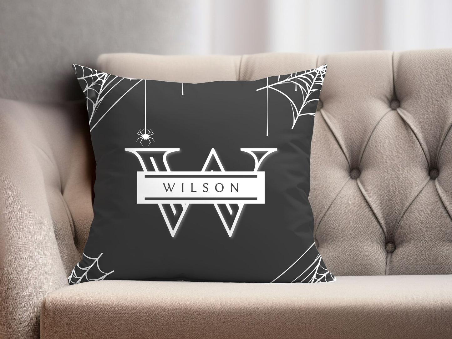 Spiderwebs On Black Pillow Cover