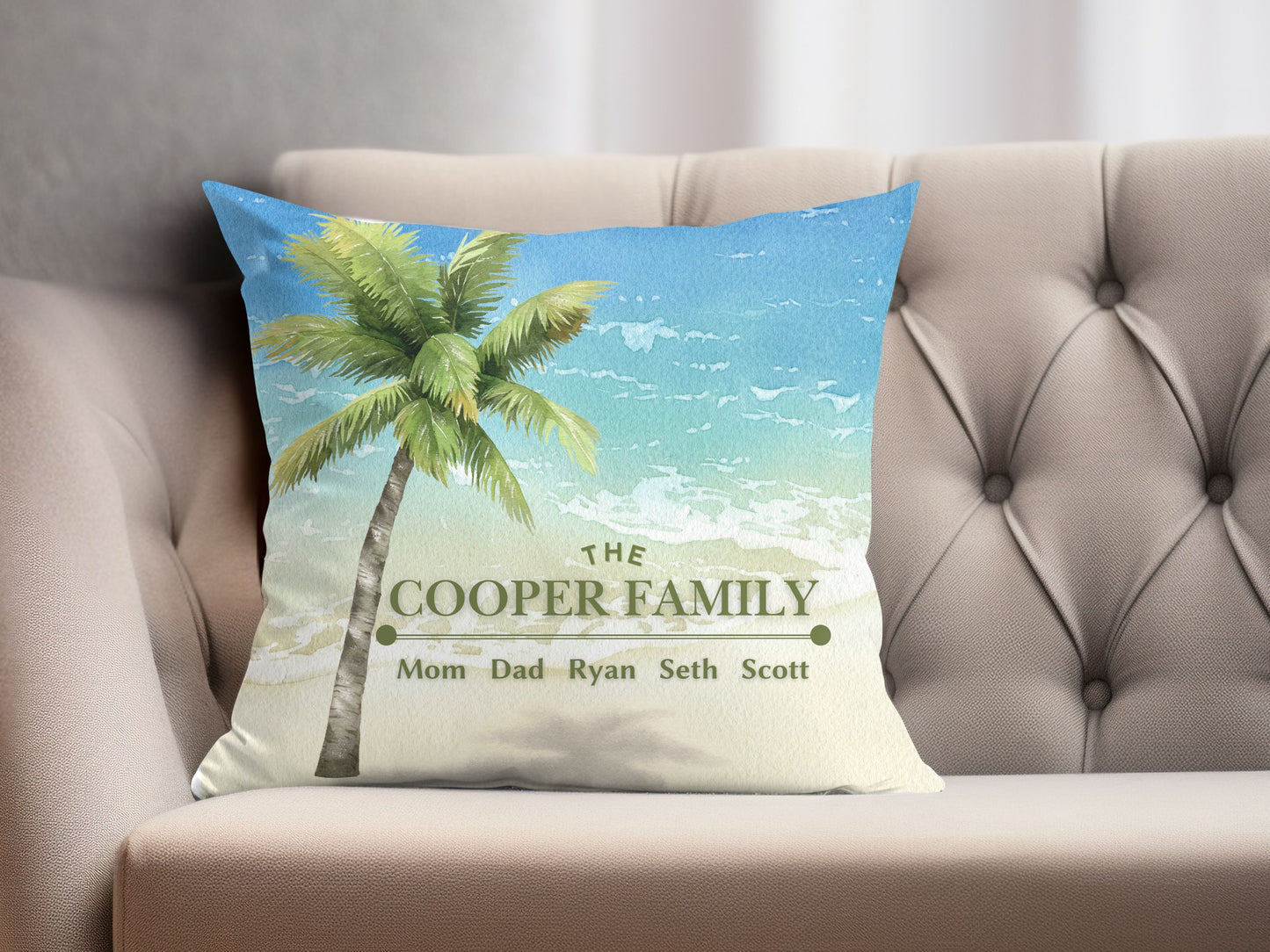 Beach And Palm Tree Pillow Cover