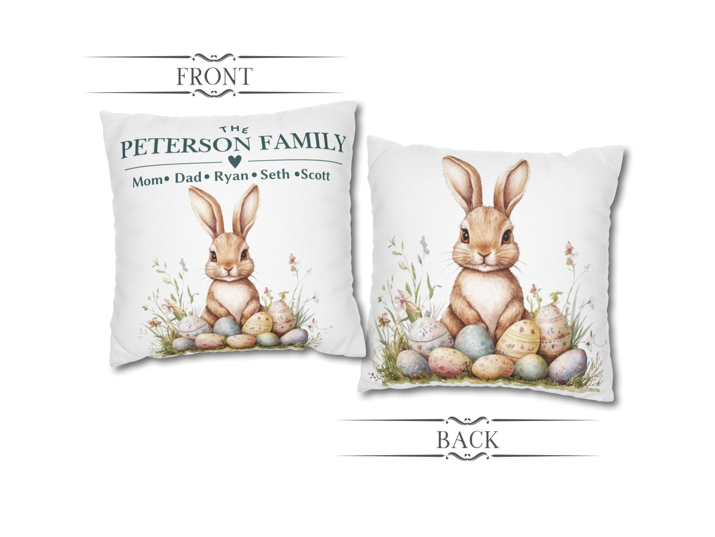 Bunny And Eggs Easter Pillow Cover