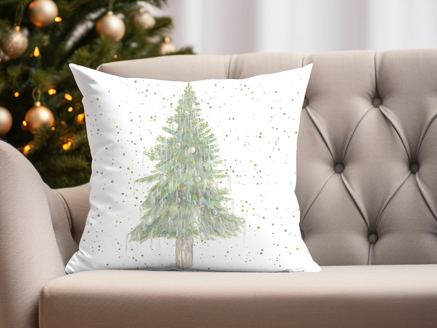 Christmas Trees With Stars Throw Pillow Cover