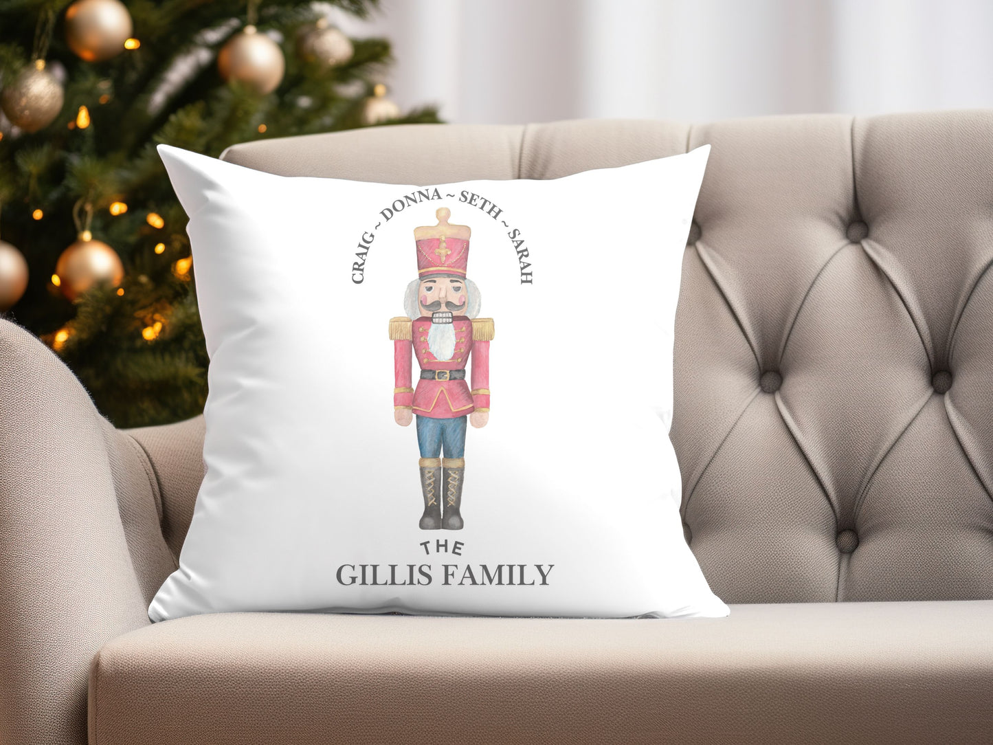 Customizable Christmas Nutcracker Pillow Cover