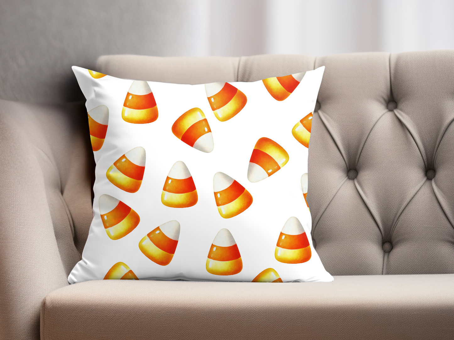 Personalized Candy Corn White Pillow Cover