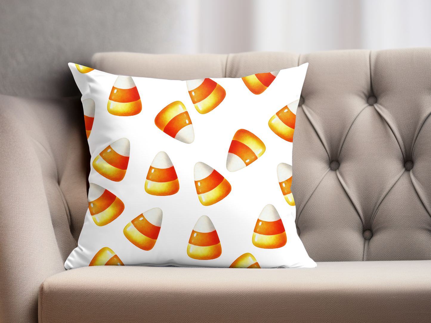 Candy Corn White Pillow Cover