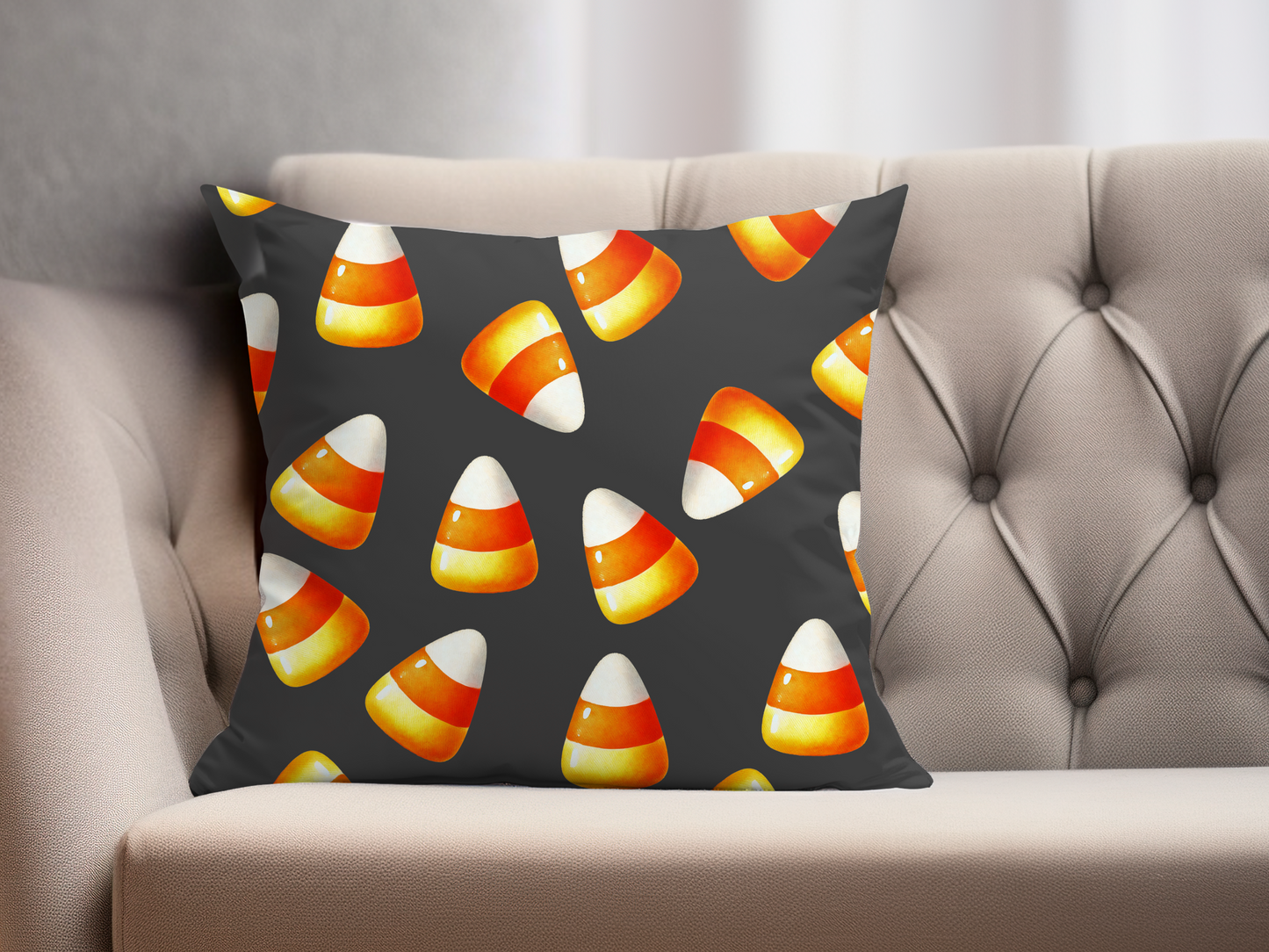 Personalized Candy Corn Black Pillow Cover