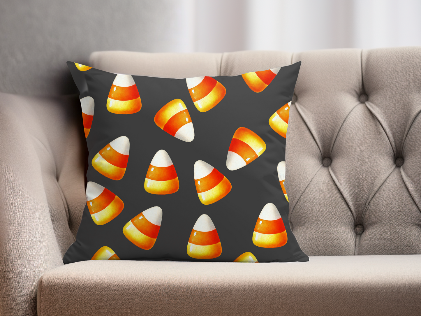 Candy Corn Black Pillow Cover