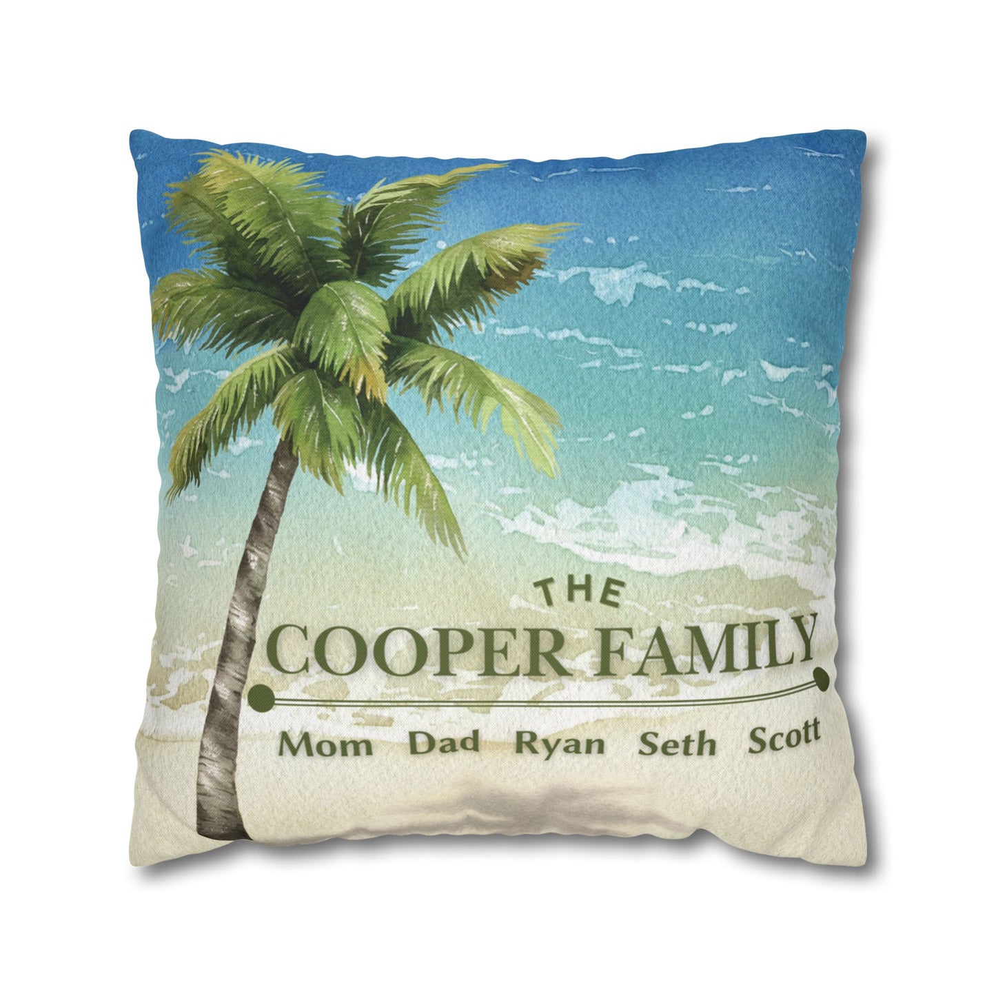 Beach And Palm Tree Pillow Cover