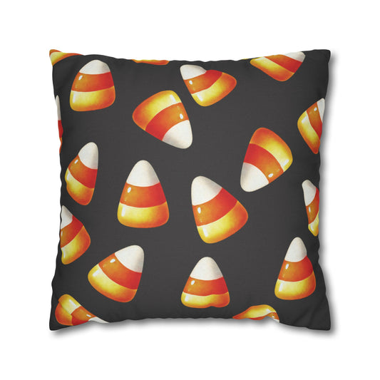 Candy Corn Black Pillow Cover