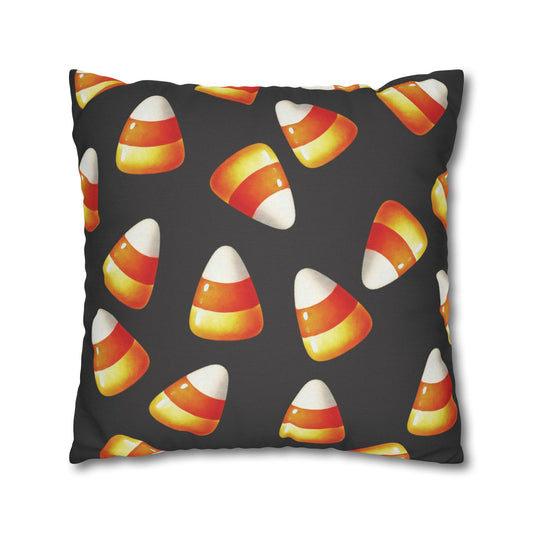 Candy Corn Black Pillow Cover
