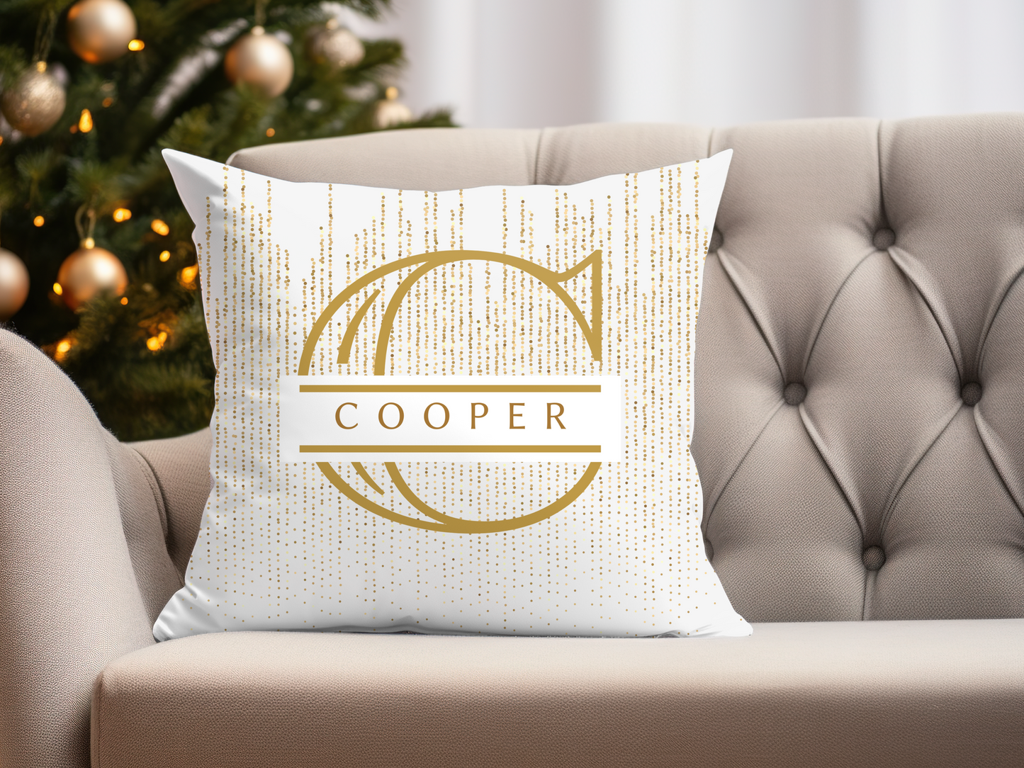 Gold Monogrammed Christmas Pillow Cover