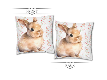 Bunny and Flowers Easter Pillow Cover