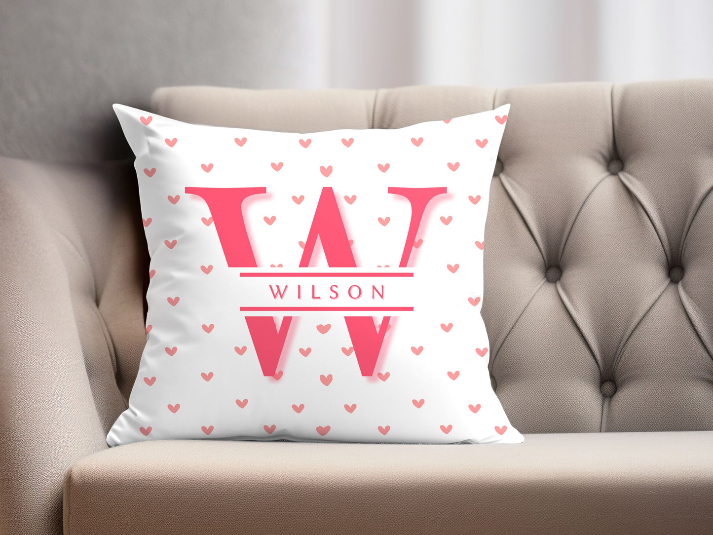 Pink Heart Pillow Cover