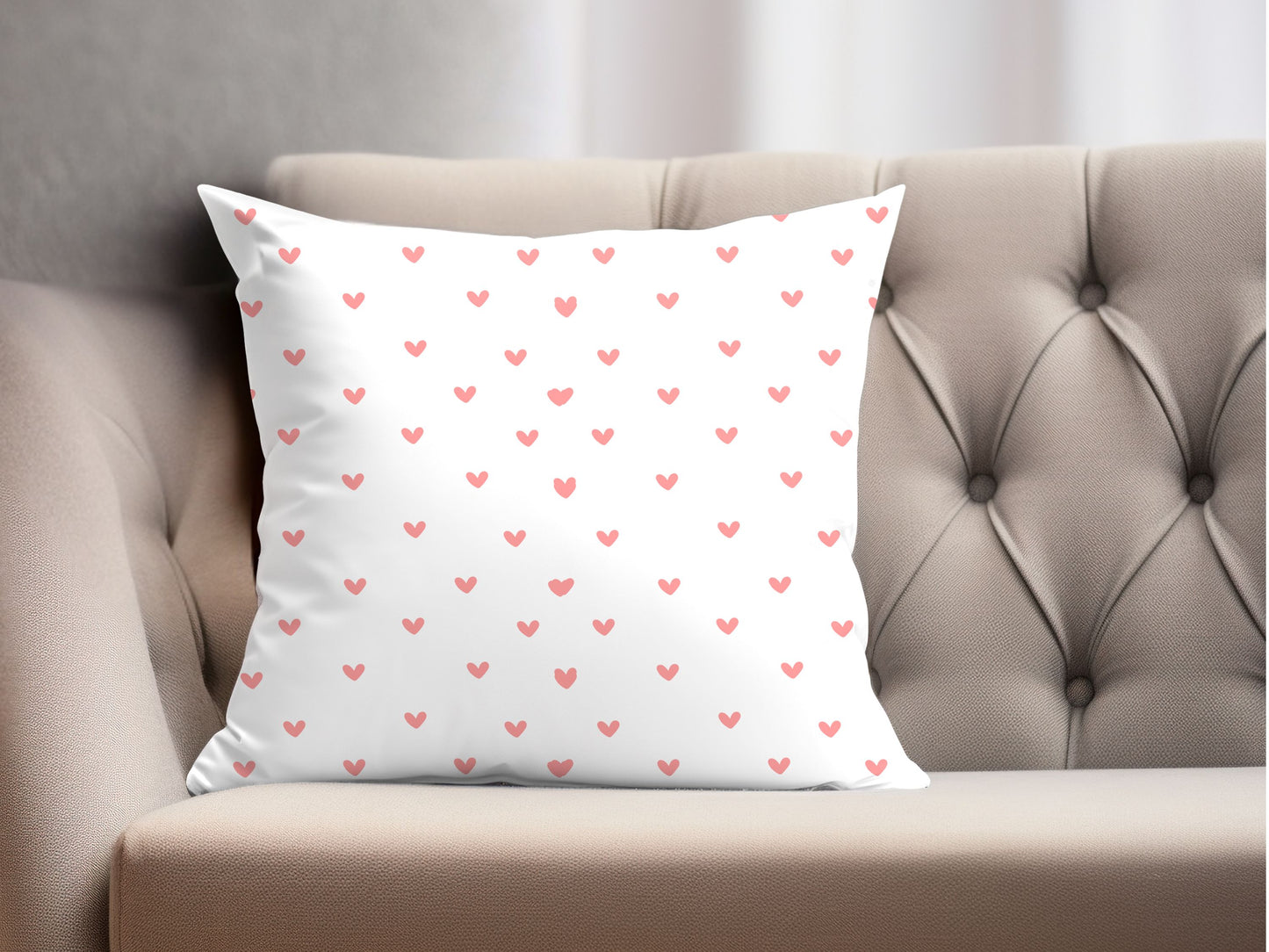 Pink Heart Pillow Cover