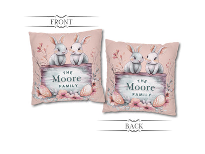Bunnies Peach Easter Pillow Cover