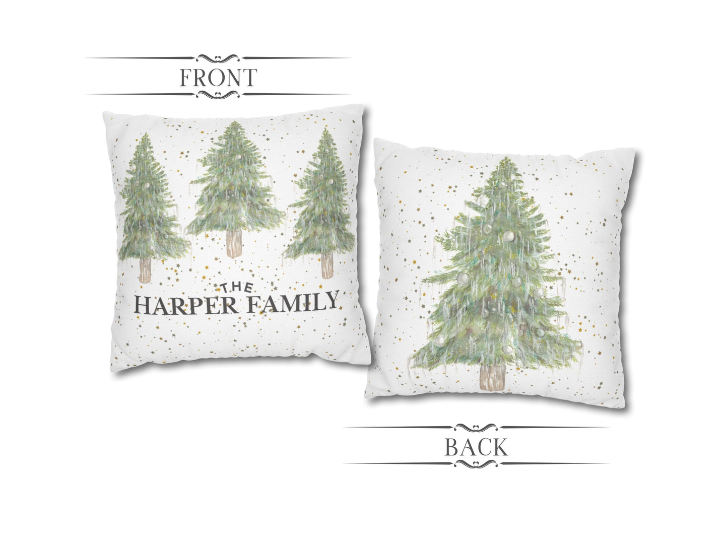 Christmas Trees With Stars Throw Pillow Cover