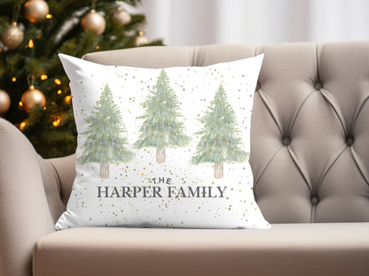 Christmas Trees With Stars Throw Pillow Cover