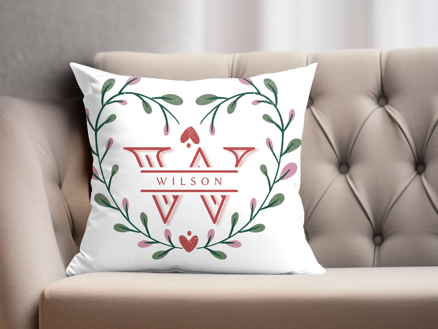 Heart Wreath Pillow Cover
