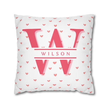 Pink Heart Pillow Cover