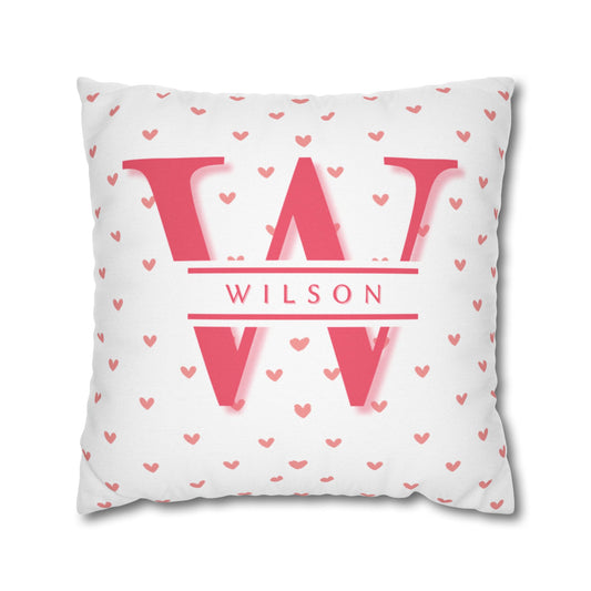 Pink Heart Pillow Cover