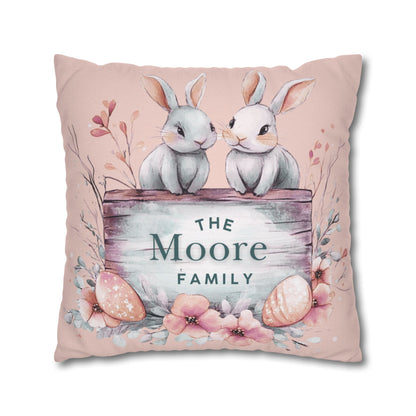Bunnies Peach Easter Pillow Cover