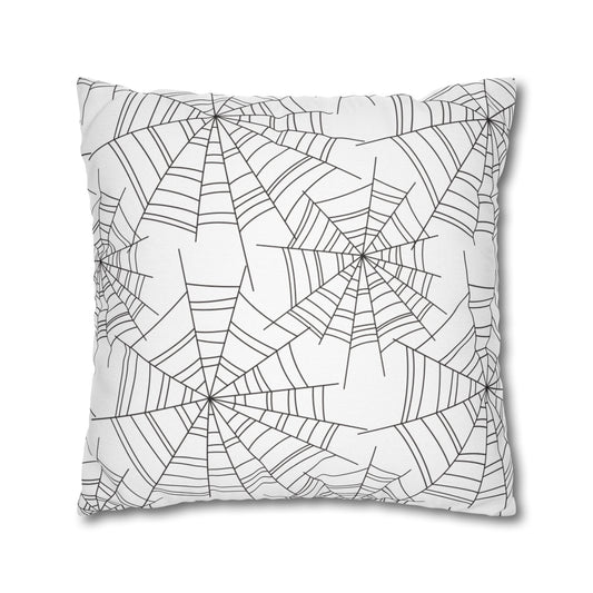 Spiderwebs On White Pillow Cover