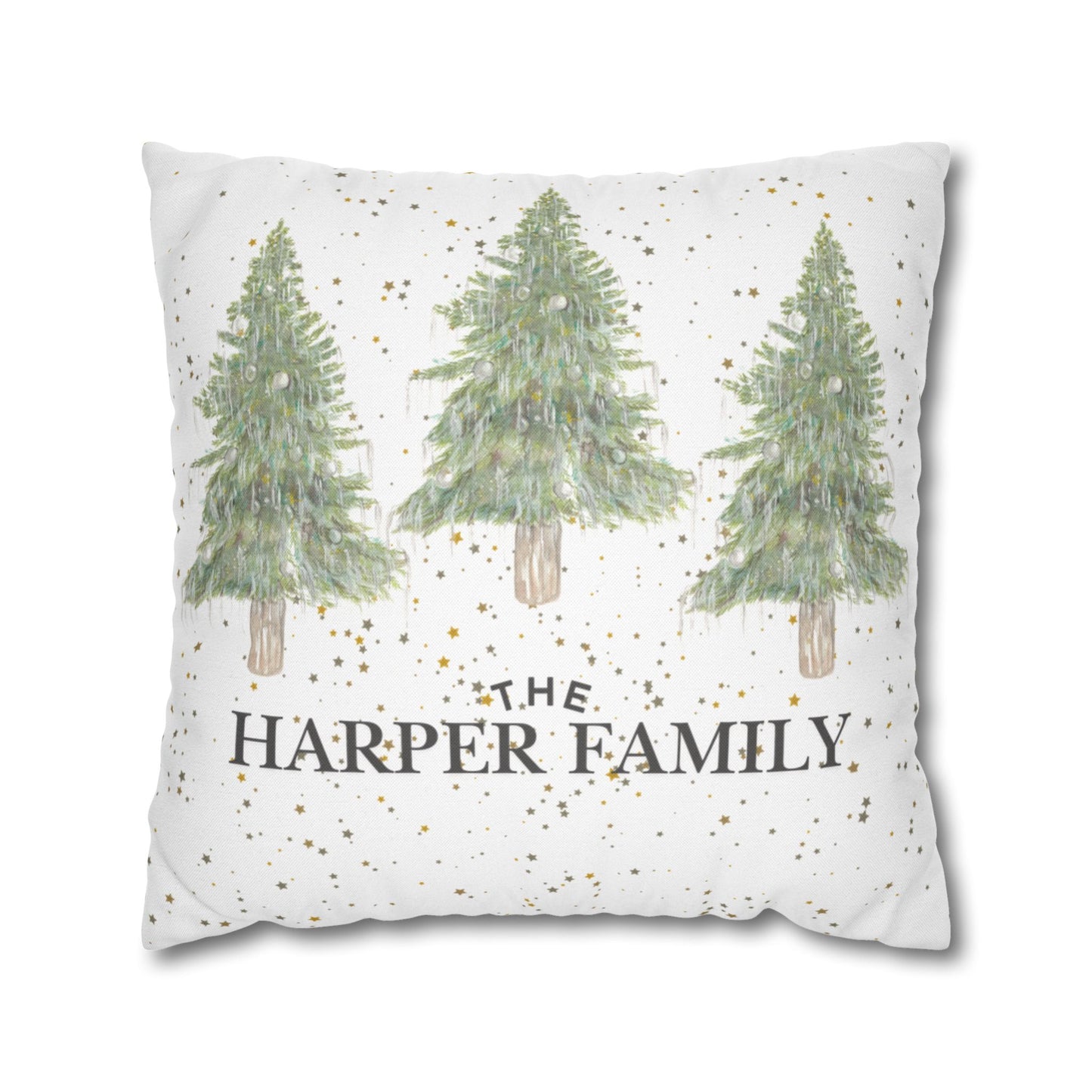 Christmas Trees With Stars Throw Pillow Cover