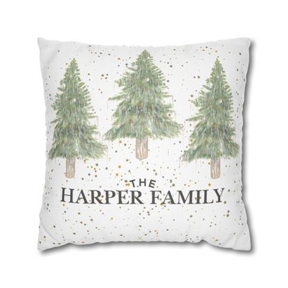 Christmas Trees With Stars Throw Pillow Cover
