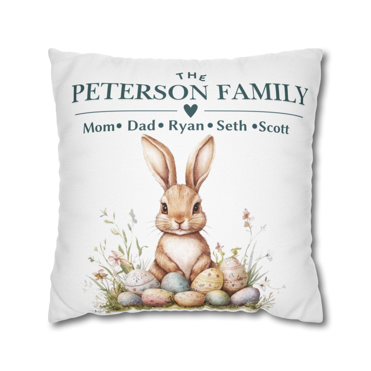 Bunny And Eggs Easter Pillow Cover
