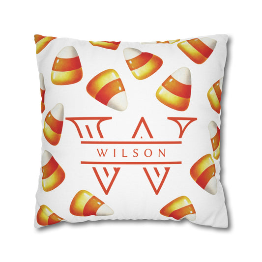 Personalized Candy Corn White Pillow Cover