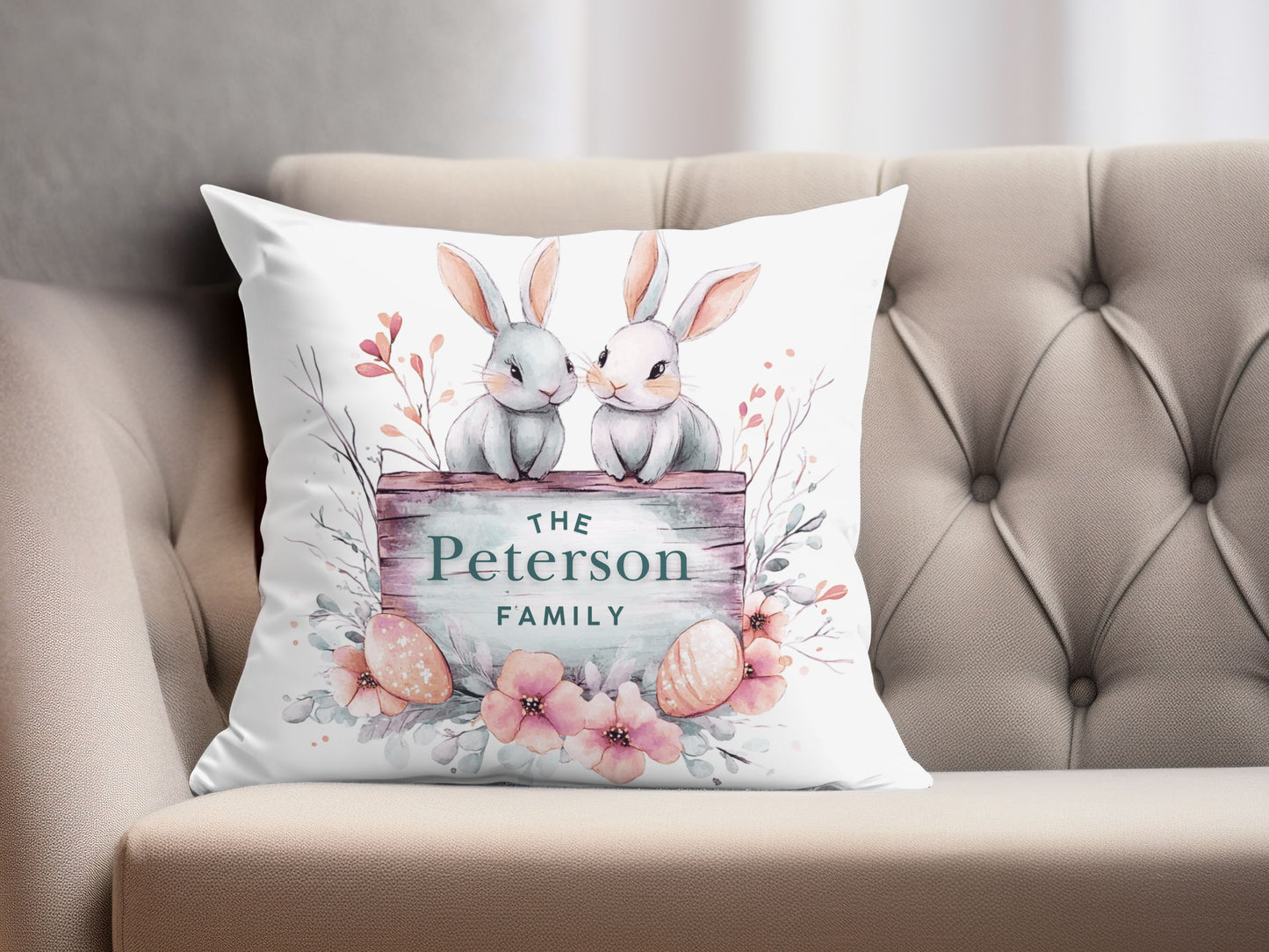 Bunnies Easter Pillow Cover